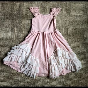 Pink White flower girl dress 18m - 2T